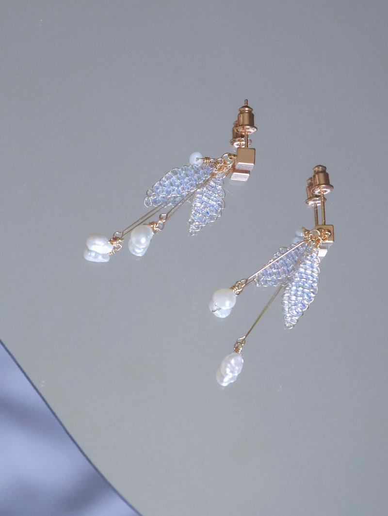 2024-Late Summer Mermaid Earrings - ต่างหู - กระจกลาย สีน้ำเงิน