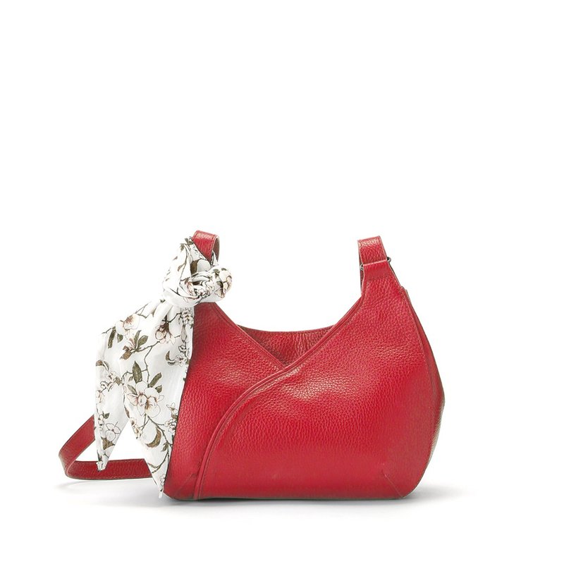 Hanabira Petal Leather Shoulder Bag - Carmine - Messenger Bags & Sling Bags - Genuine Leather Red