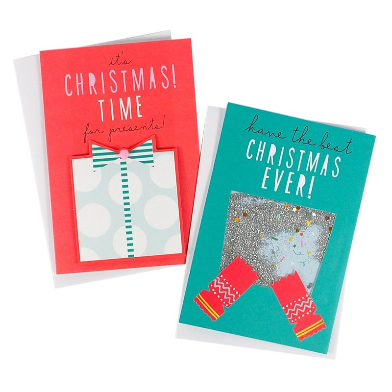 Two-Tone Surprise Gift Christmas Card Box Set (2 Designs, 10 Cards Total) [Hallmark - Christmas Card Collection] - การ์ด/โปสการ์ด - กระดาษ หลากหลายสี