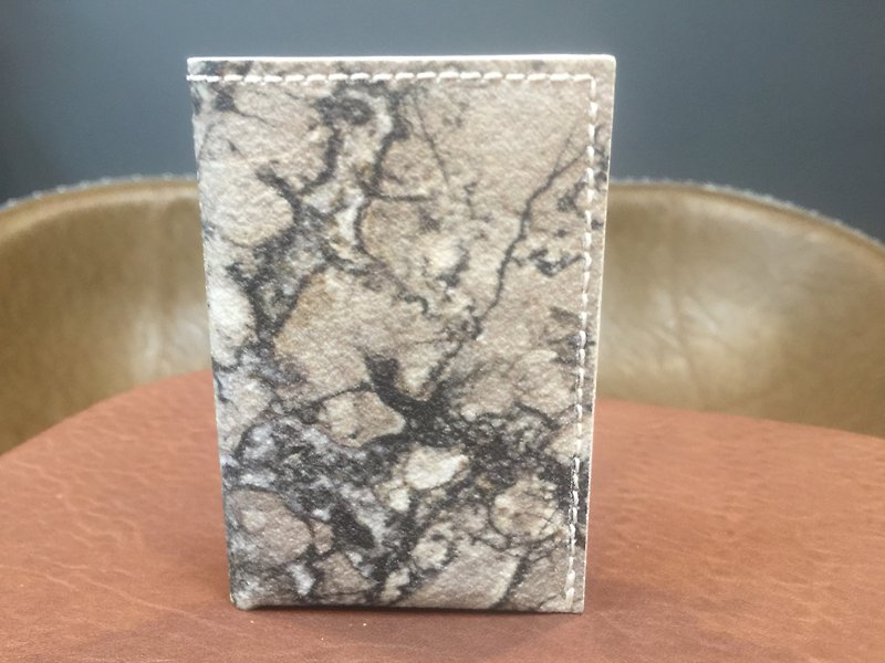 Business card holder. Made of marble environmental protection material combined with white cowhide leather. It has a cool feeling of marble - Card Holders & Cases - Genuine Leather 