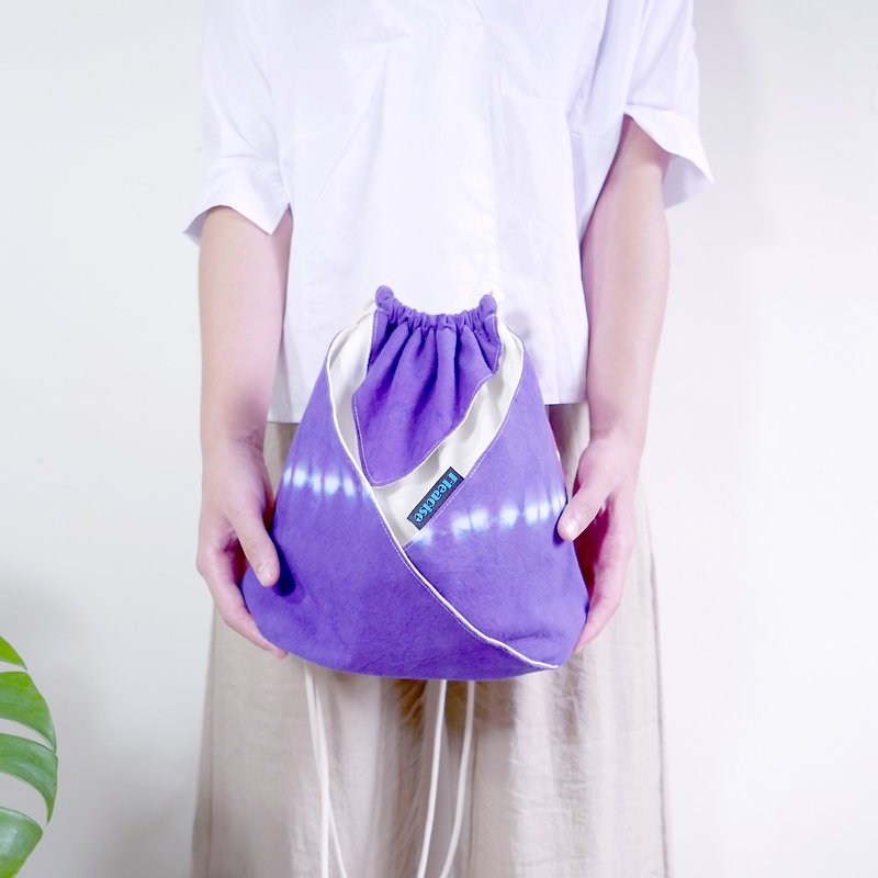 [パープルダブル]日本の着物のパッケージ側のバックパックのショルダーバッグメッセンジャーバッグ手染めレンダリング染色 - ショルダーバッグ - コットン・麻 パープル