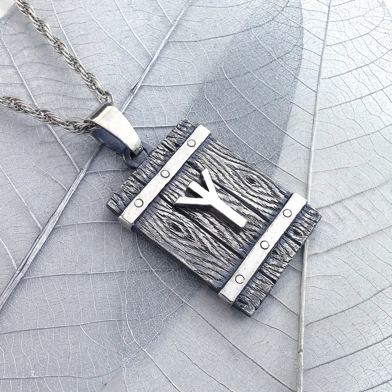 Algiz Rune.Elhaz Rune.Runic Pendant.Viking Pendant.Rune Pendant.Rune jewelry. - สร้อยคอ - เงินแท้ สีเงิน