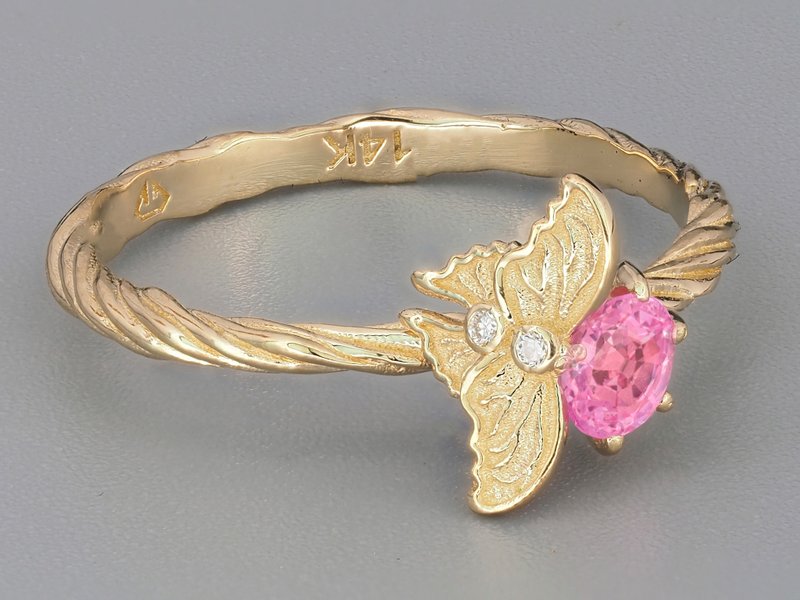 Natural sapphire and diamonds ring covered with enamel. - 戒指 - 貴金屬 金色