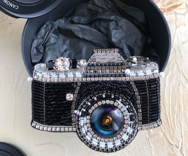 Camera brooch on sale