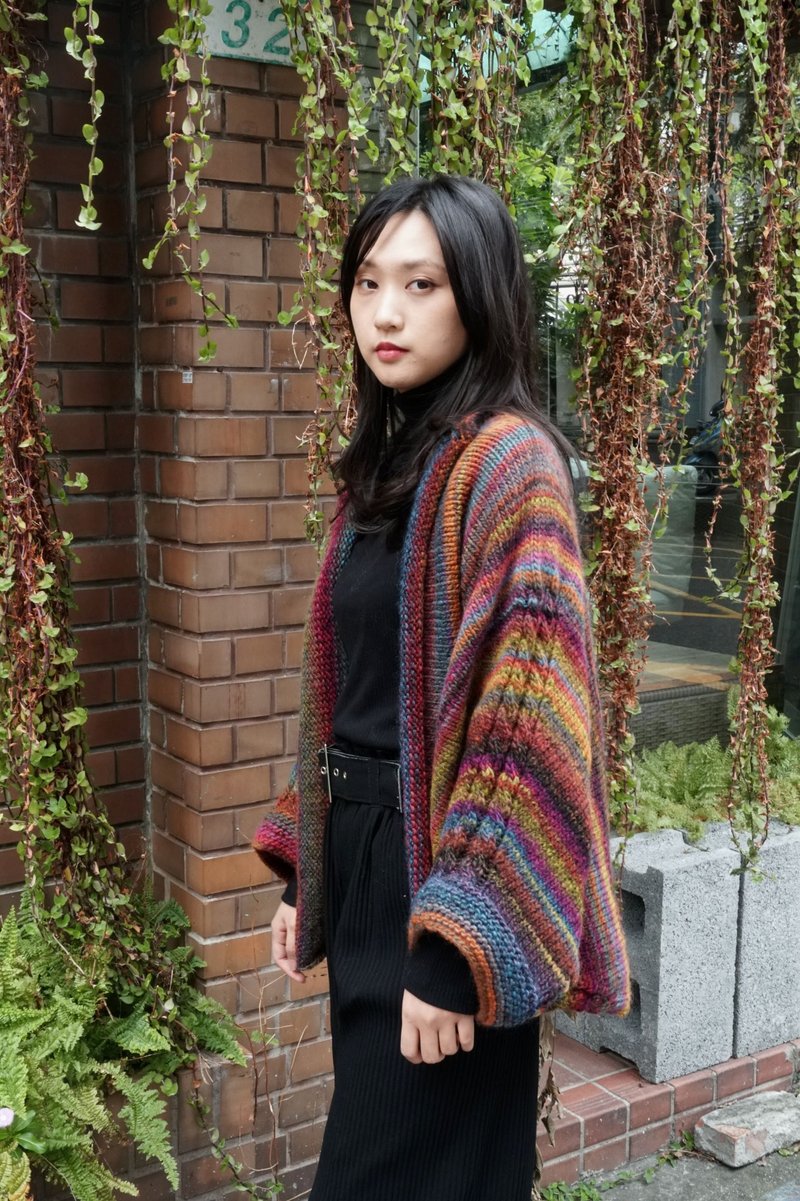 (Customized) Shoulder width 59*Sleeve length 61*Clothes length 80 cm Handmade woolen knitted ethnic style jacket - Women's Sweaters - Wool Gray