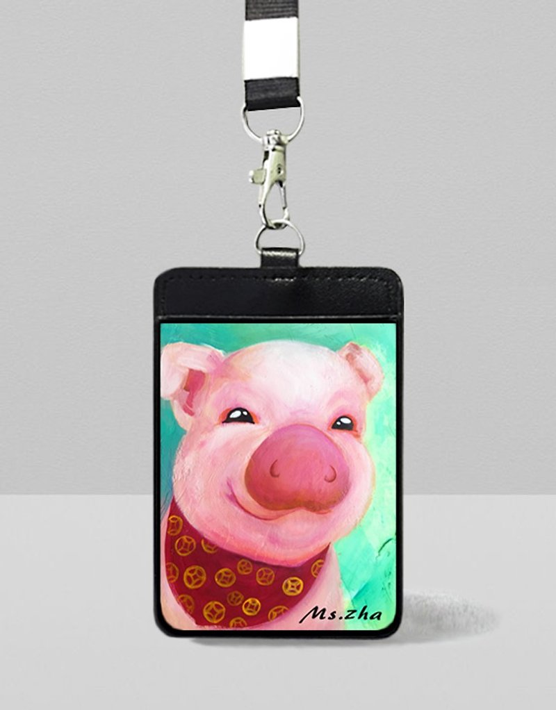 Fortuna Pig ID Set - ที่ใส่บัตรคล้องคอ - หนังเทียม 
