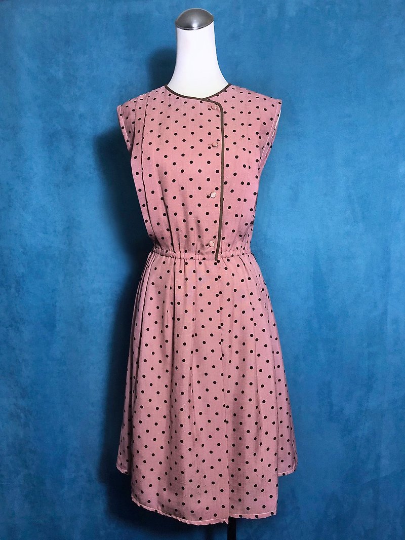 A little bit of sleeveless vintage dress / brought back to VINTAGE abroad - ชุดเดรส - เส้นใยสังเคราะห์ สึชมพู