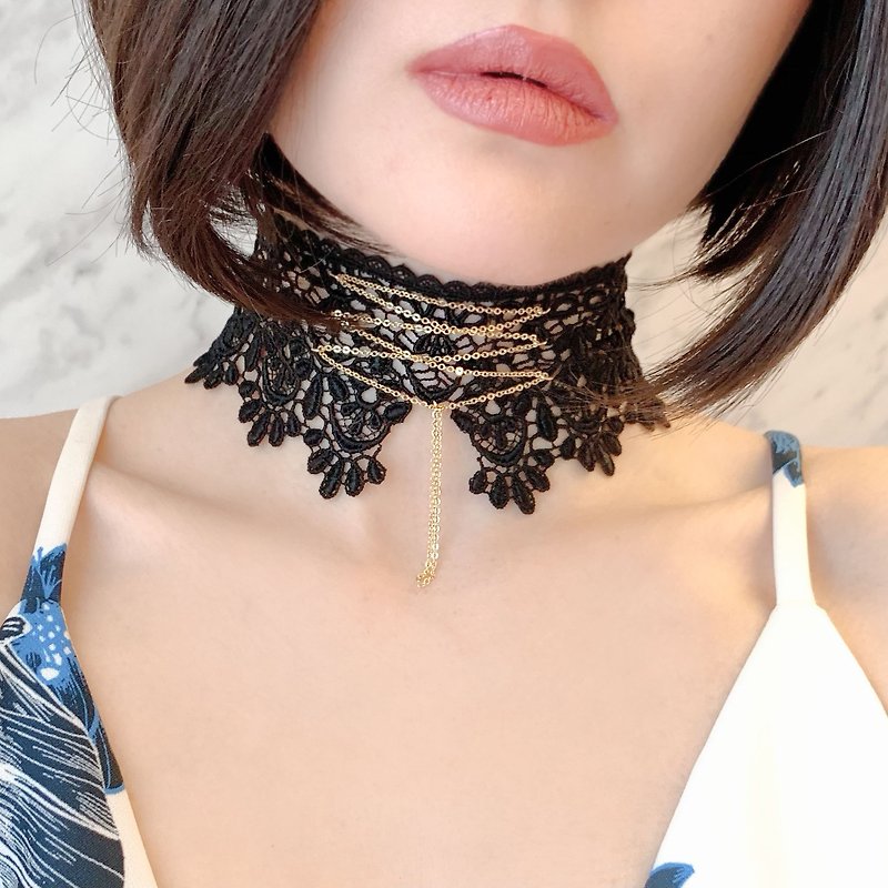 Queen of the Night Necklace / Choker SV289 - Chokers - Polyester Black