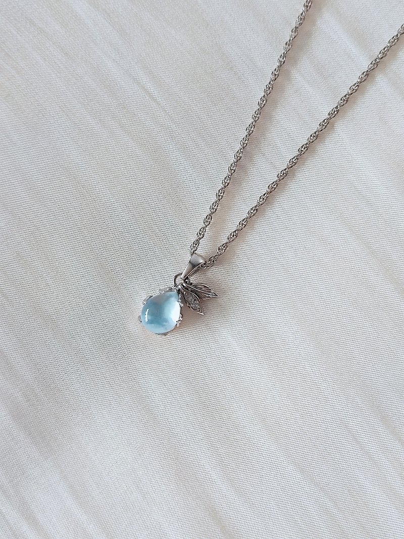 Necklace Aurora of T'Sea - Nigeria Sky Blue Topaz with Pearl Shell - 項鍊 - 純銀 藍色