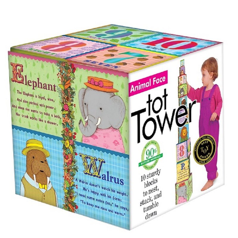eeBoo Tot Tower 疊疊樂 - 認識動物 Animal Face - 桌遊/卡牌 - 紙 多色