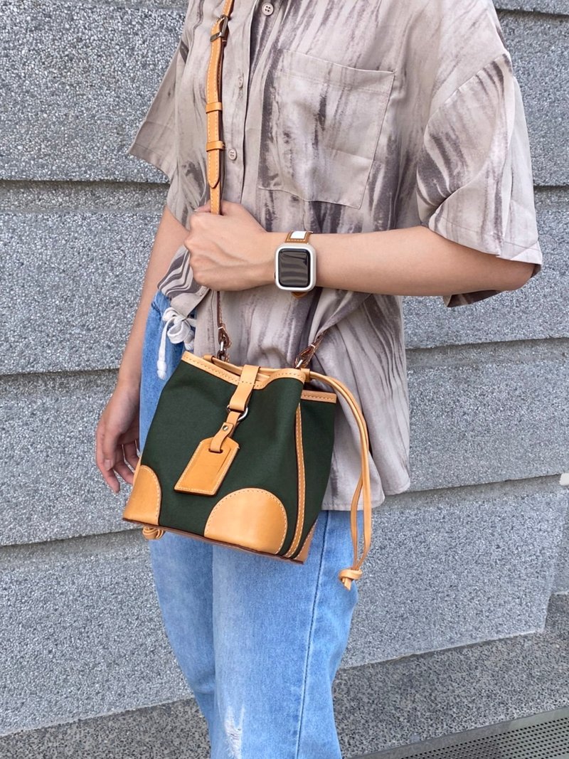 Small Bucket Bag LV Type High Pound Canvas Version - กระเป๋าหูรูด - หนังแท้ 