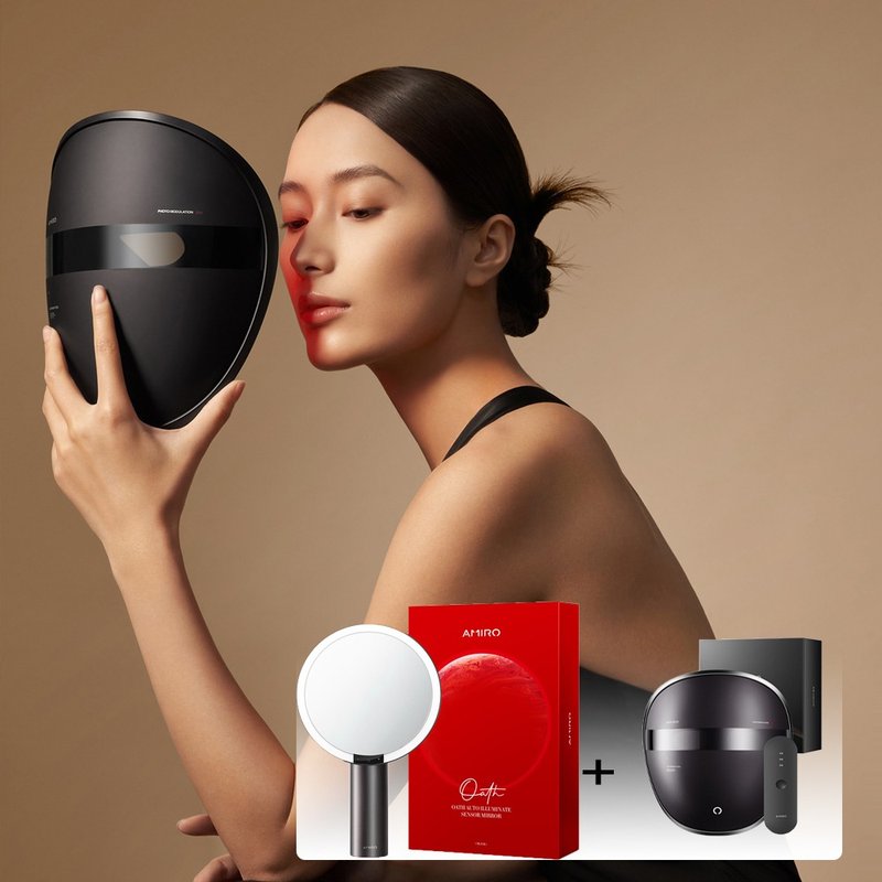 【AMIRO】嫩膚時光面罩 +【AMIRO】Oath 自動感光LED化妝鏡 - 彩妝刷具/鏡子/梳子 - 其他材質 多色