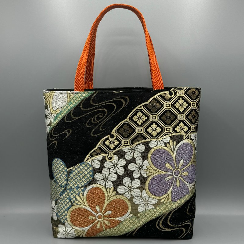 Kimono Obijime Remake Tote bag - Handbags & Totes - Silk Black