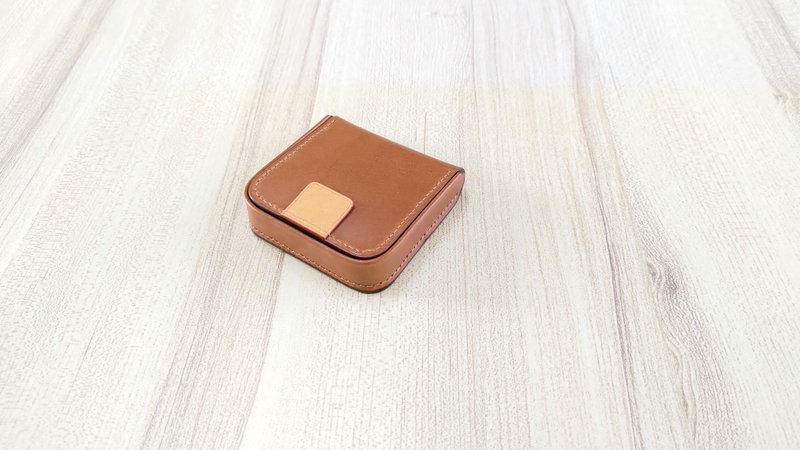駒縫方型零錢包 真皮全手縫 - 零錢包/小錢包 - 真皮 