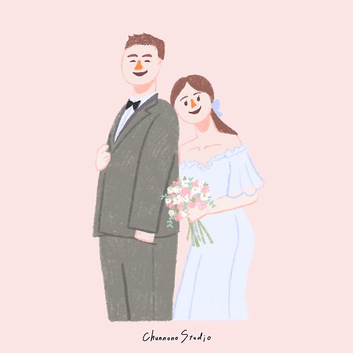 菌雄工作室 ChunnonoStudio 婚禮週邊 | 童話故事的婚紗似顏繪 客製婚禮 投影幕電子檔