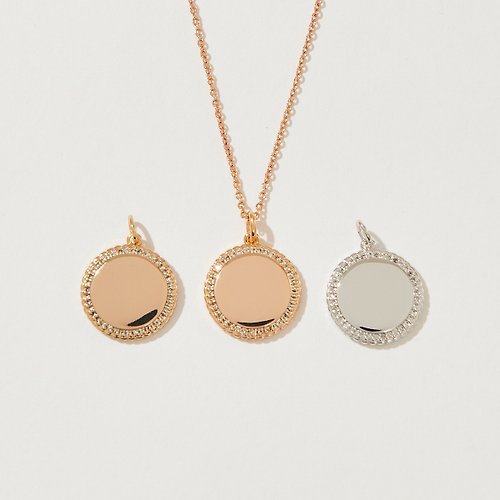 SOIRÉE BY N.Y. 蒔華芮設計師輕珠寶 細緻花邊圓形鑲鑽項鍊 (共三色)|鏡面