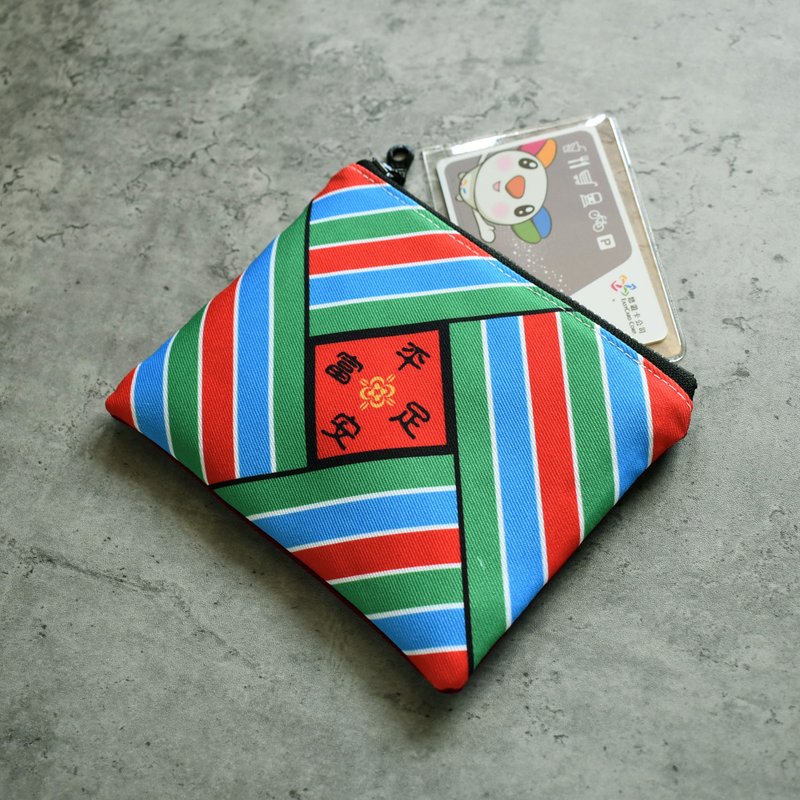 [Tonglu] Qie Zhi style coin bag_Peace and prosperity Spring couplets - กระเป๋าใส่เหรียญ - เส้นใยสังเคราะห์ สีแดง