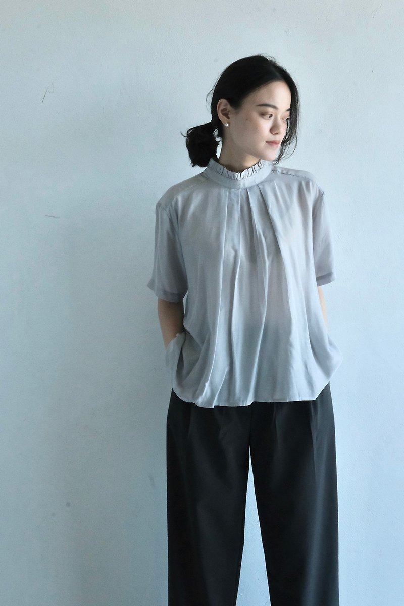 Ruched collar short-sleeved toppre order - Women's Vests - Other Man-Made Fibers 