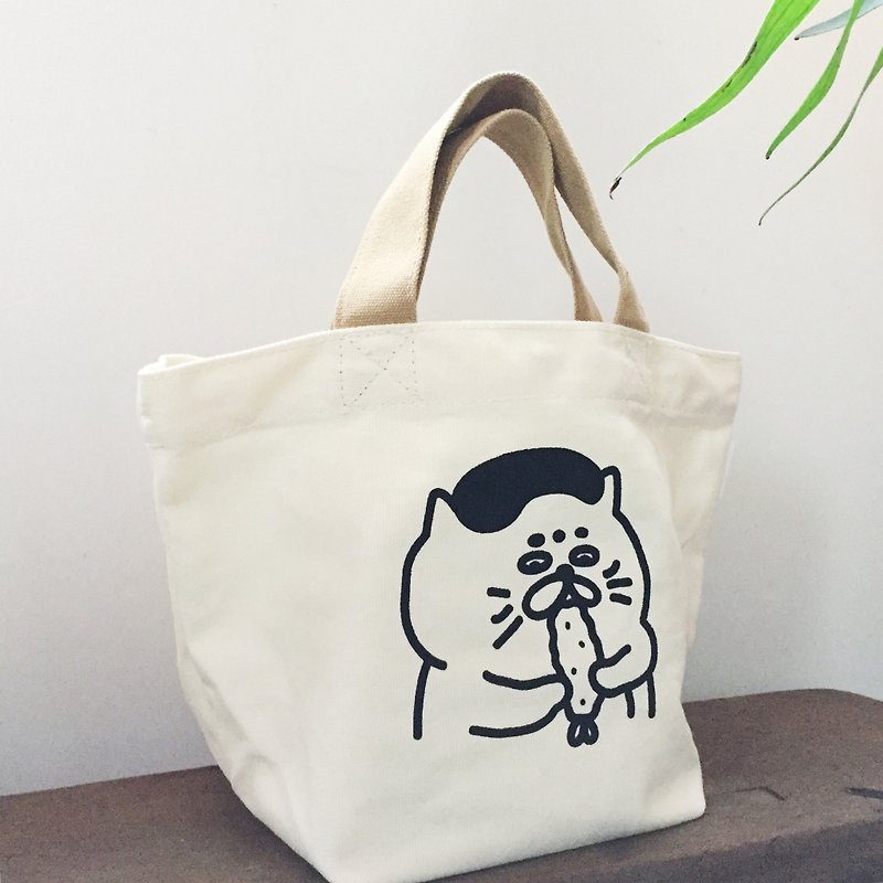 Canvas Lunch Bag / Tote Bag - Fried Shrimp Goro - กระเป๋าถือ - ผ้าฝ้าย/ผ้าลินิน 