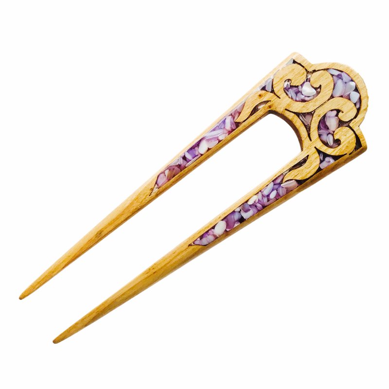 French Hair Pin, Wood French Twist Hair Pin, U shaped hair fork, Hair Clip - เครื่องประดับผม - ไม้ สีม่วง