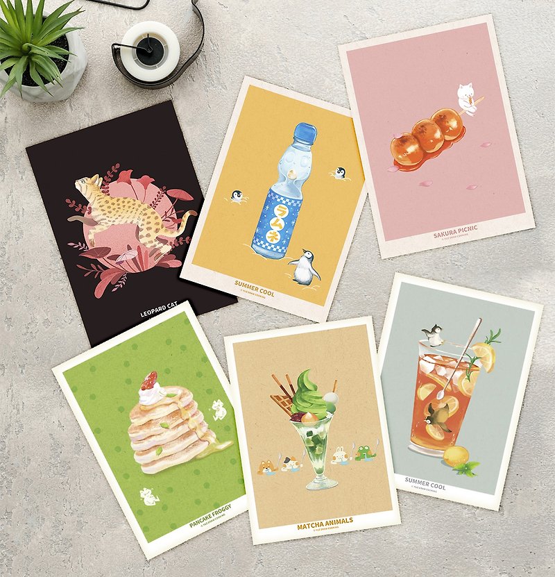 Food Illustration Postcard Set-Part 1-Yuz Draw Cooking - Cards & Postcards - Paper White