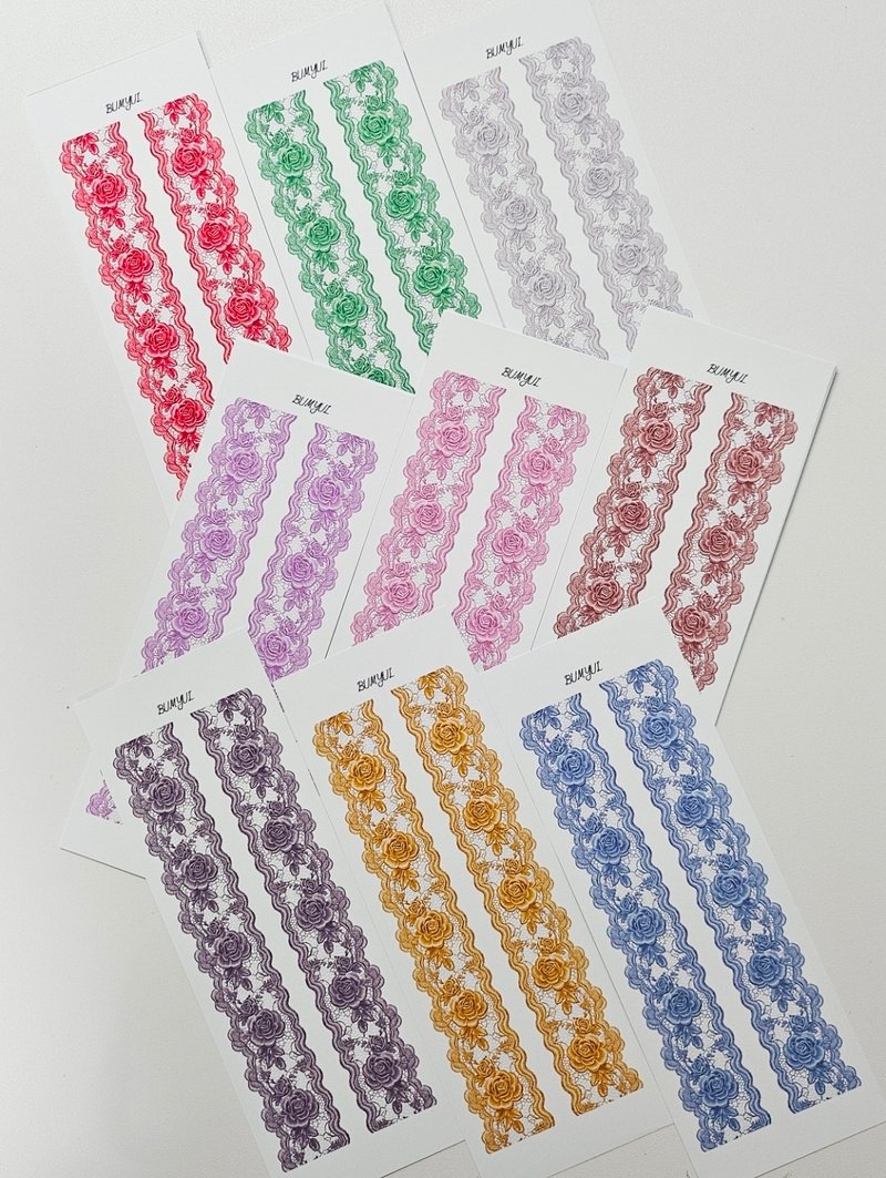 Rose Lace Line Decor - 便條紙/便利貼 - 紙 多色