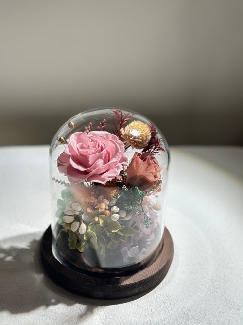 Miau Flowers 喵喵花室 永生玫瑰花玻璃罩 溫柔粉系 母親節禮物 送禮 代寫卡片