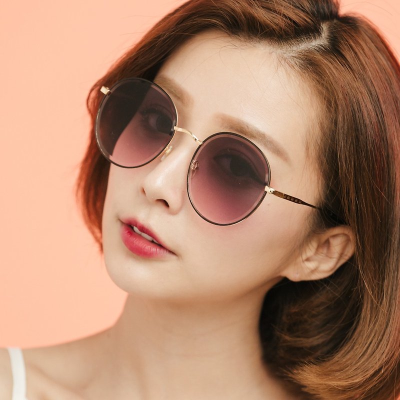 The whispers of platycodon in the morning│ Neon pink gradient round frame sunglasses│UV400 sunglasses - Sunglasses - Other Metals Multicolor