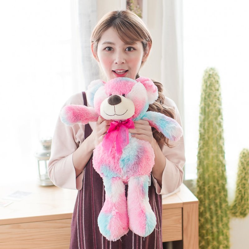 CANDY BEAR 18" Bubble Gum Bear (Artificial Rabbit Fur) - Stuffed Dolls & Figurines - Polyester Multicolor