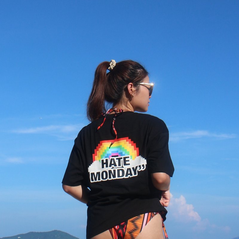 Hate Monday'' - TEE(HMS23-09T22) - เสื้อฮู้ด - ผ้าฝ้าย/ผ้าลินิน สีดำ