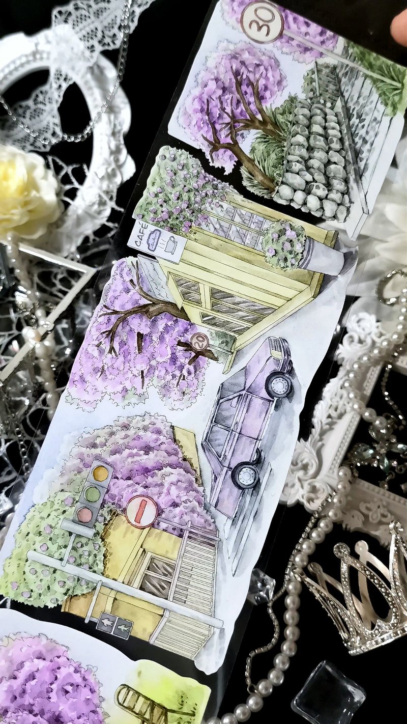 紫巷花城 PET紙膠帶 5米卷 - 紙膠帶/和紙/PET - 其他材質 多色