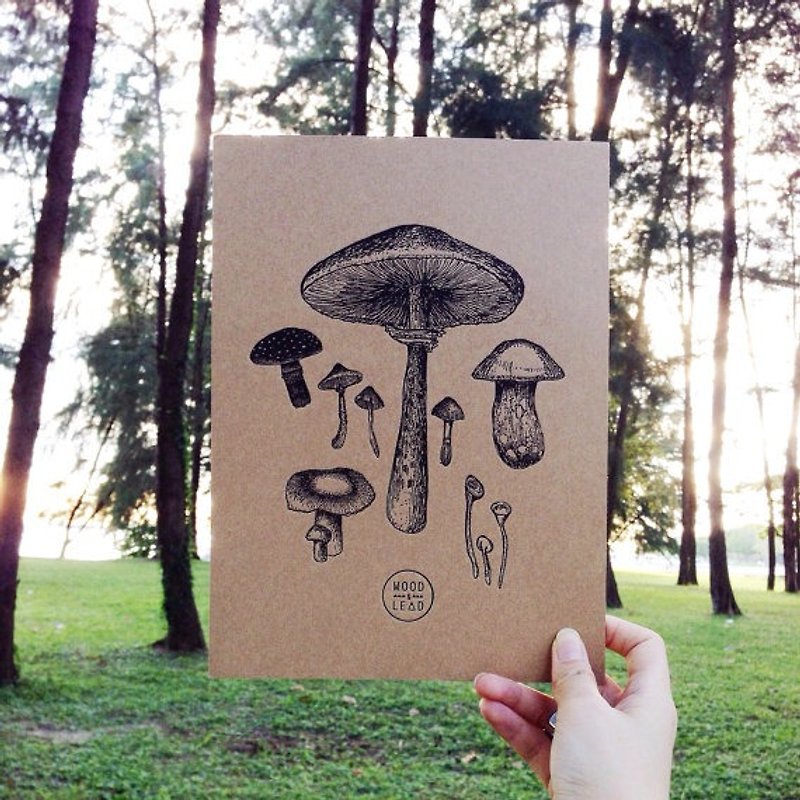 Sveppir Mushroom Letterpress Print