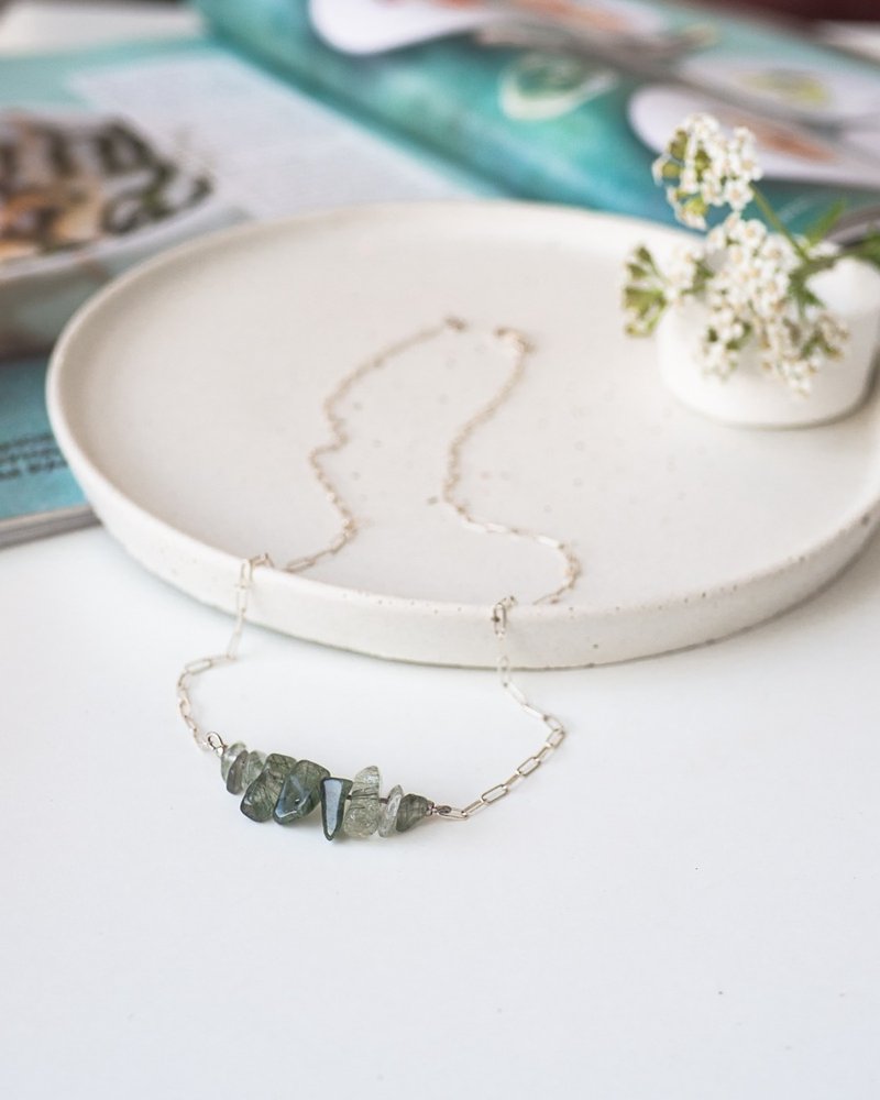 Raw Tree Agate Necklace, 925 Silver, Virgo gem, Capricorn crystal, Scorpio Gift - 項鍊 - 水晶 綠色