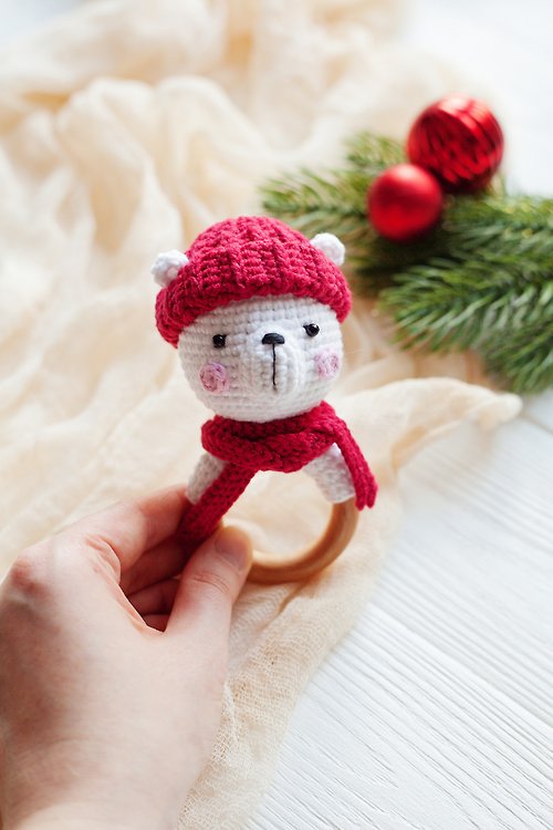 MaraBooHandmade Crochet Pattern Polar Bear Baby Rattle Toy - Digital Item