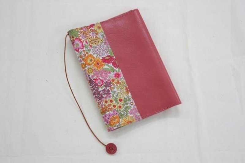 Cowhide x Liberty print book cover - Notebooks & Journals - Genuine Leather Pink