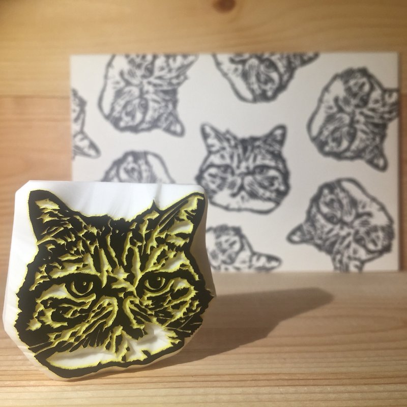 貓印章連明信片 - 印章/印台 - 橡膠 