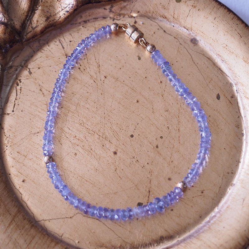丹泉石 Tanzanite 坦桑石 14KGF 14K包金磁扣手環 12月份誕生石 - 手鍊/手環 - 半寶石 藍色