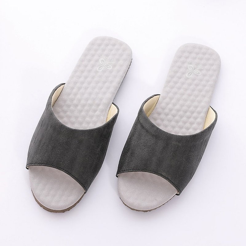 【Veronica】Double Effect Instant Cool European Style Home Cool Slippers - Black - Indoor Slippers - Cotton & Hemp 