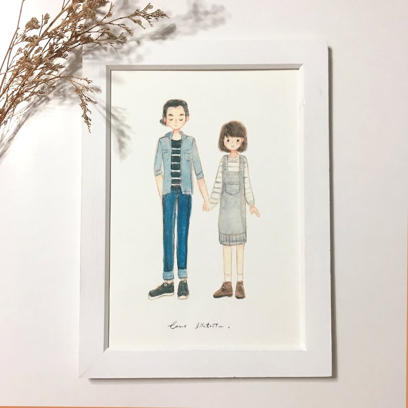 / Custom Portrait / Couple / A5 with Frame / - Cards & Postcards - Paper White