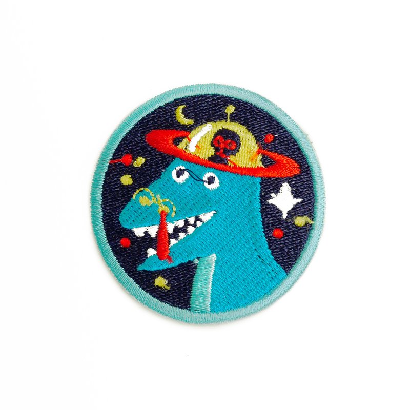 Embroidered Patch Last Dino, Bag Charm, Bag Accessories - เข็มกลัด/พิน - งานปัก สีน้ำเงิน