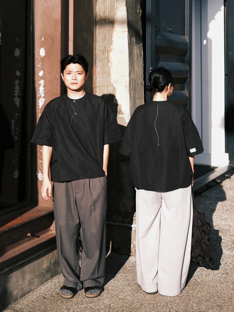 流流 上衣 - 男襯衫/休閒襯衫 - 棉．麻 黑色