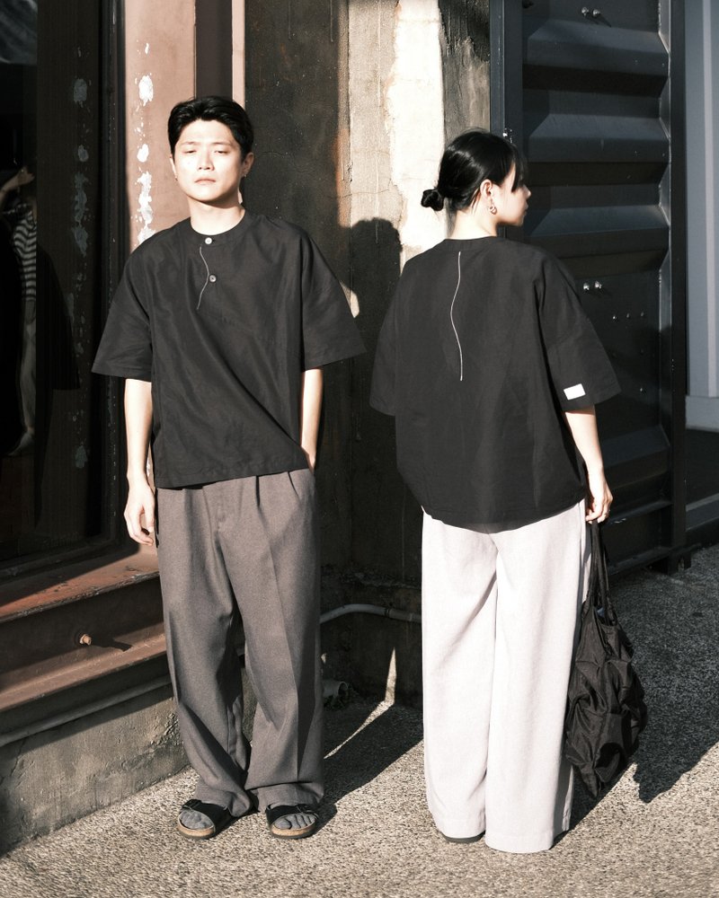 流流 上衣 - 男襯衫/休閒襯衫 - 棉．麻 黑色