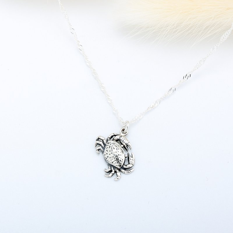Cancer Crab s925 sterling silver necklace Valentine's Day gift - Necklaces - Sterling Silver Silver
