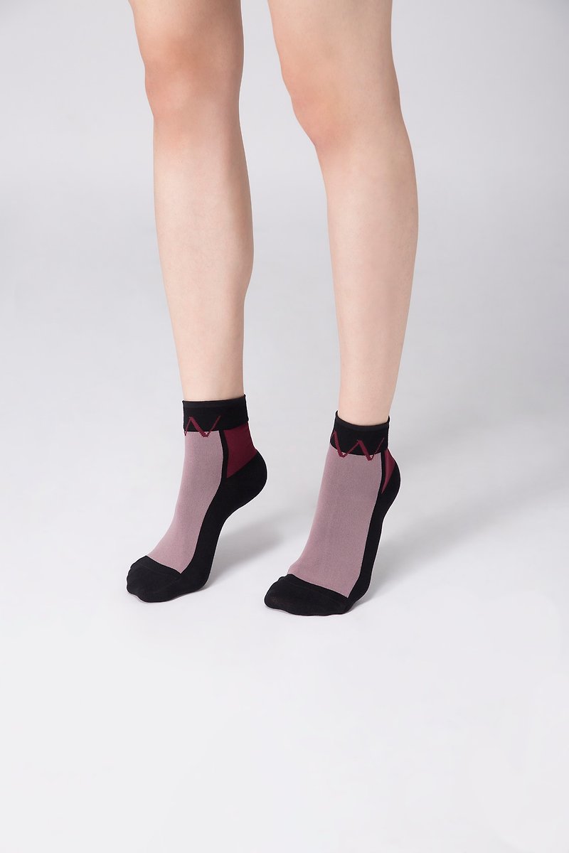 FLEUR et ROSÉE /VW 短襪 /Rose Grey 乾燥玫瑰 - 襪子 - 棉．麻 粉紅色