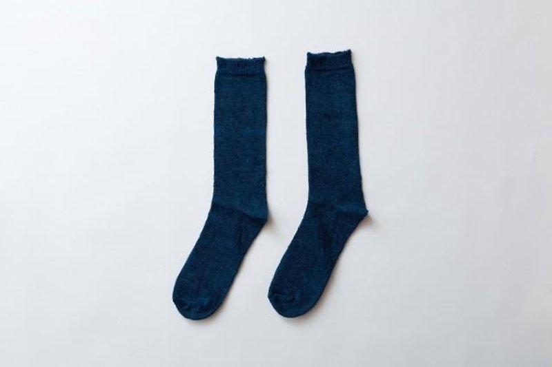 Linen knit socks (dark blue) Men - อื่นๆ - ผ้าฝ้าย/ผ้าลินิน สีน้ำเงิน