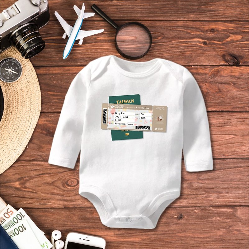 Baby&#x27;s Air Ticket customized baby lone-sleeved bodysuit