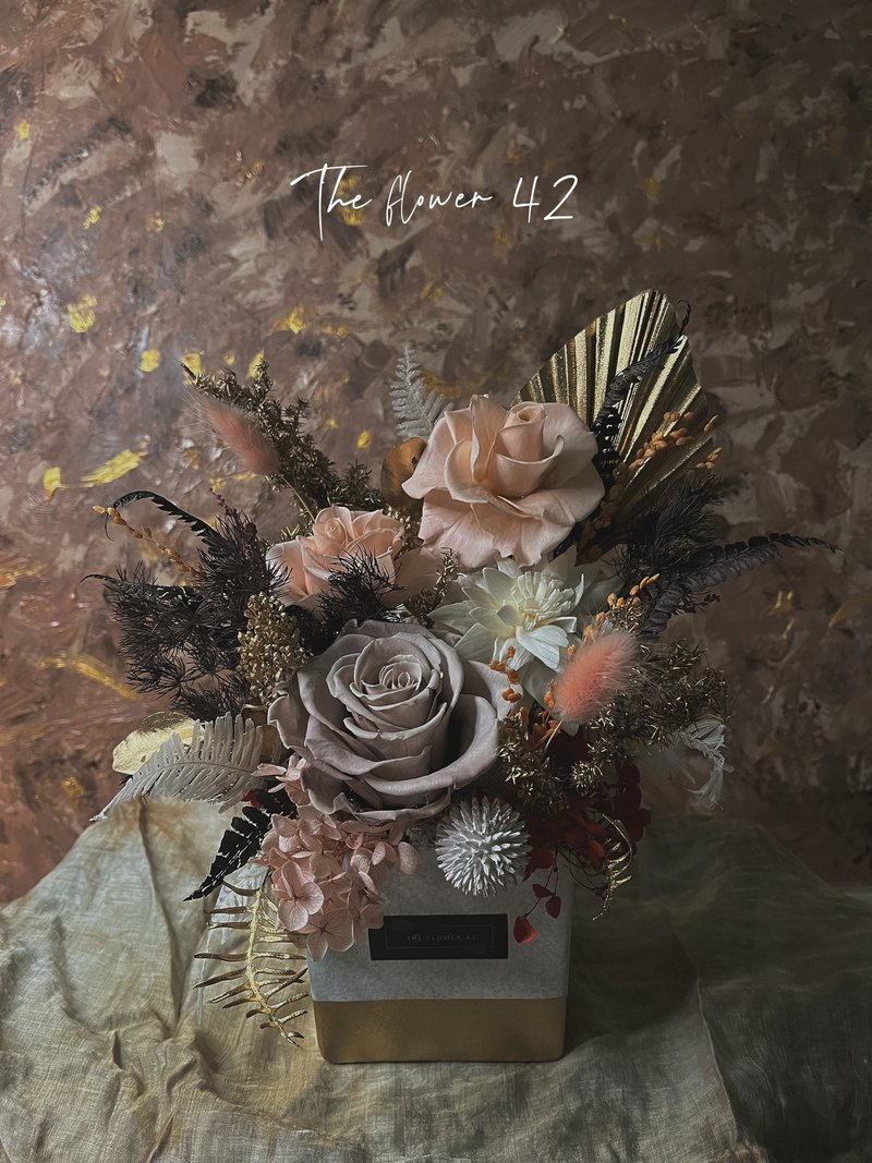 /The flower 42油畫風永生桌花粉白色系 - 乾燥花/永生花 - 植物．花 