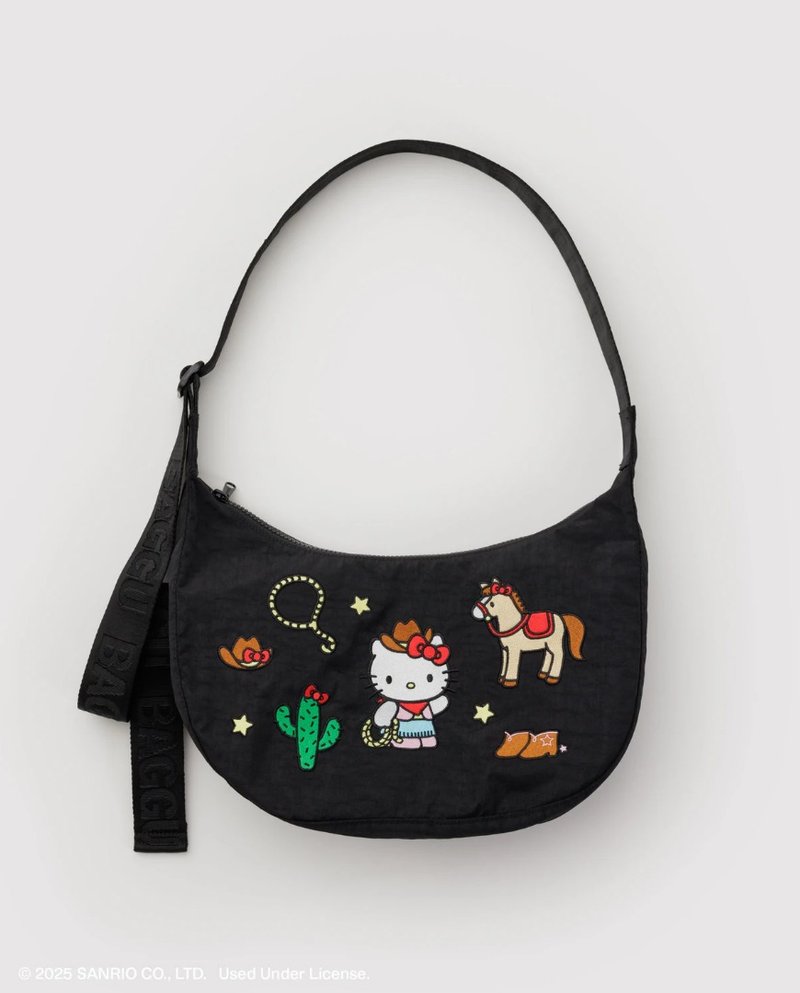 BAGGU - 尼龍斜背月亮包 - Embroidered Hello Kitty Western - 側背包/斜背包 - 防水材質 