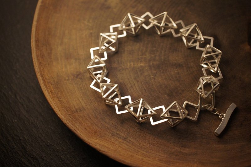 The Geometric Diamonds Bracelet (925 Sterling Silver ) - Bracelets - Sterling Silver Silver