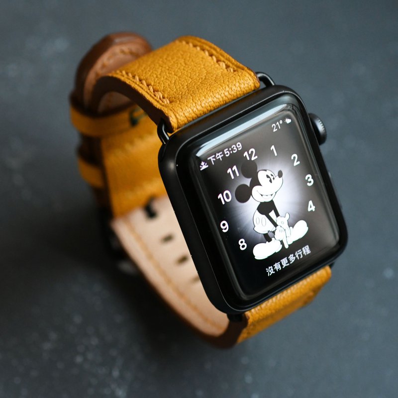 皮革 Apple Watch 錶帶 真皮 手工 禮物 38/40/41/42/44/45mm - 錶帶 - 真皮 黃色